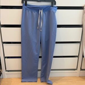 Figs Light Blue Lounge Pants with White Drawstring